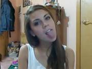 Amateur Hot Immature Brunette Makes Her Tongue Dance