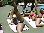Three Sexy Pool Bitches Are Gonna Gangbang One Brutal Fitness Trainer