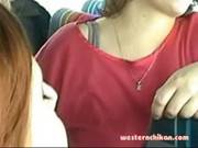 Girl Groped In Denim And White Top Wester 