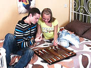 Appetizing Teen Gives Her Head After Playing Backgammon