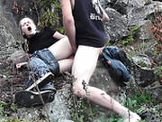 Kinky Teen Gets Her Slit Stretched Outdoor And Gives Blowjob
