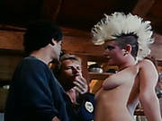 Extravagant Blonde With Punk Haircut Gets Her Slit Fucked By Two Furious Dudes