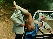 Wonderful Vintage Blonde Gets Her Soaking Cunt Fucked On Car Hood