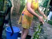 Desi Girl Bathing Outdoor