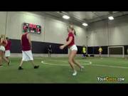 Coed Strip Dodgeball At University Gymnasium