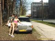 Teen Gets Cum Next To Taxi Car