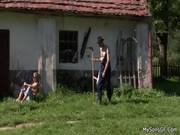 Old Man Pleases His Sons Cheating Gf Outdoors