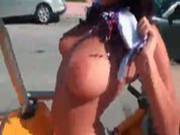 Smoking Hot Brunette Latina Flashing Her Boobs Outdoor