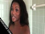 Gorgeous Choco Doll Sucking Big Cock In Shower