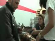 Cute Brunette Flashing Bald Cunt For Cash