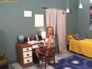 Little Kelly Coed Getting Banged By Two Guys In The College Room
