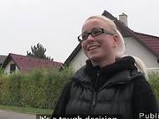 Amateur Blonde Babe With Glasses Takes Cash From A Stranger To Have Sex In Public