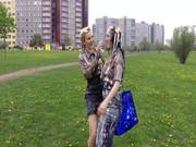 Two Horny Ladies Are Walking By The Park Together