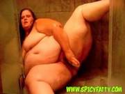 Fat Lady Is Taking A Shower While Her Partner Is Making A Video Of Her