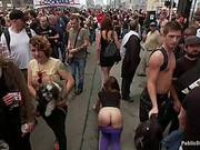 Kinky Girl Was Tied Up In The Street And Spanked In Front Of Many People