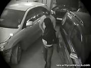 A Security Camera Caught A Horny Couple While They Were Being Naughty On A Parking Lot