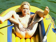 Skinny Darling Masturbates In A Boat In The Middle Of The Lake