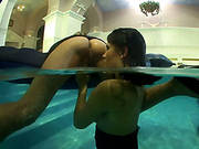 Libidinous Lesbians Toying Each Others Pussies In The Pool