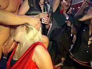 Stocking-clad Blonde With A Curvy Body Enjoying A Hardcore Gangbang