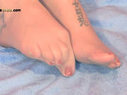Super Woman Strips To Show Her Tattooed Feet Close Up
