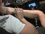 Charming Blonde Girl Gets Her Holes Fingered In A Car