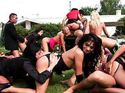 Clothed Chicks Arranged Mad Group Sex Orgy Outdoor