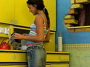 Prurient Teen Cutie Is Masturbating In Her Cozy Kitchen