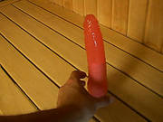 Salty Teen Dildo Fucks Her Smooth Pussy In The Sauna