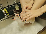 Super Ht Chick Is In The Kitchen Rubbing Her Wet Itchy Fanny