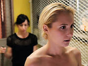 Slender Flexible Blonde Admires Herself In The Mirror