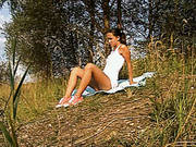 Super Hot Leggy Euro Teen Masturbates In The Bushes
