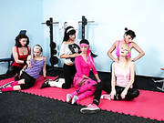Terrific Lesbian Orgy In Female Section Of Gym With Sporty Ladies