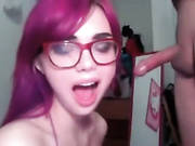 Nerdy Redhead Teen Licks Cum From Her Glasses