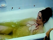 Extremely Hairy Milf Takes Piss And Fondles Herself In Bathtub