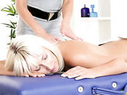 Torrid Blonde Masseuse Eats Pussy Of Her Lesbian Client