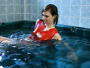 Lustful Skinny Teenager Gets Wet In The Pool And Masturbates With Dildo