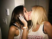 Two Tattooed Lesbians Feel Up Each Other At The College Party