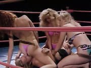 Several Naughty Chicks Fuck One Horny Guy Right On The Ring