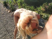 Big Breasted Blond Hooker Presents Hard Deep Throat Outdoors