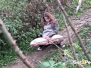 Redhead Opens Her Legs To Piss Outdoors