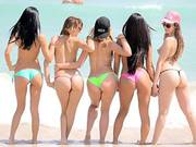 Oily Topless Bikini Teens On Beach