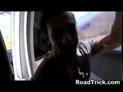 Pretty Blonde Giving Head In The Backseat Of Van