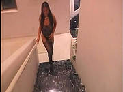 Exquisite Hottie In Black Stockings Sucks Two Cocks
