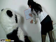Wild Brunette Enjoys Panda Fuck