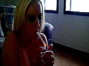 Smoking Blonde Gives Warm Oral