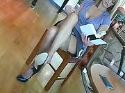 Blonde Beauty Smoking And Posing