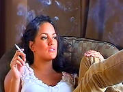 Busty Brunette In Smoking Scene