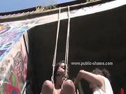 Sex Slave With Huge Boobs Tied Outdoor And Humiliated In Public