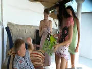 Three Girls Sucking One Lucky Penis -2