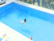 Beautiful Breasty Babe Alone At The Pool -2
